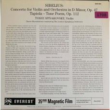 Sibelius - Tossy Spivakovsky, Tauno Hannikainen, The London Symphony Orchestra: «Concerto In D Minor, Op. 47 For Violin And Orchestra / Tapiola, Op. 112 (Tone Poem)»