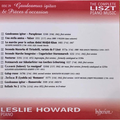 Liszt - Leslie Howard: «The Complete Piano Music» CD 29