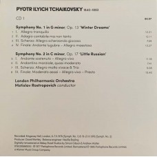 Tchaikovsky / Mstislav Rostropovich, London Philharmonic Orchestra: «Symphonies 1-6, 'Manfred' Symphony, '1821', Romeo & Juliet, Francesca Da Rimini, Rococo Variations» CD 1