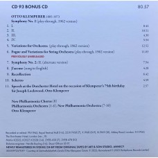 Otto Klemperer: «The Warner Classics Remastered Edition» CD 93