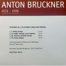 Anton Bruckner – Wurttembergische Philharmonie Reutlingen, Roberto Paternostro: «The Symphonies» CD 03