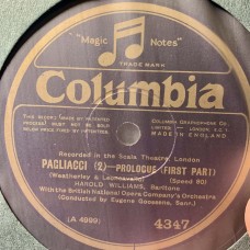 British National Opera Company Orchestra Conducted By Eugene Goossens - Miriam Licette, Frank Mullings, Harold Williams, Heddle Nash, Dennis Noble: «Pagliacci» LP 01