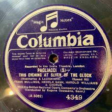 British National Opera Company Orchestra Conducted By Eugene Goossens - Miriam Licette, Frank Mullings, Harold Williams, Heddle Nash, Dennis Noble: «Pagliacci» LP 03