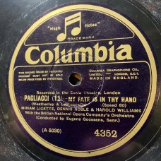 British National Opera Company Orchestra Conducted By Eugene Goossens - Miriam Licette, Frank Mullings, Harold Williams, Heddle Nash, Dennis Noble: «Pagliacci» LP 06