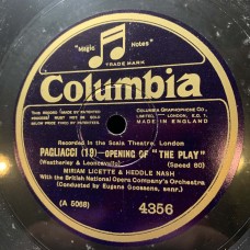 British National Opera Company Orchestra Conducted By Eugene Goossens - Miriam Licette, Frank Mullings, Harold Williams, Heddle Nash, Dennis Noble: «Pagliacci» LP 10