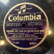 British National Opera Company Orchestra Conducted By Eugene Goossens - Miriam Licette, Frank Mullings, Harold Williams, Heddle Nash, Dennis Noble: «Pagliacci» LP 11
